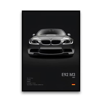 2-A1 Famous Cars G80 M3C Canvas Wall Art Print Poster E30 M3 Z8 Decorative Mural Modern Home Decor Birthday Gift Unframed