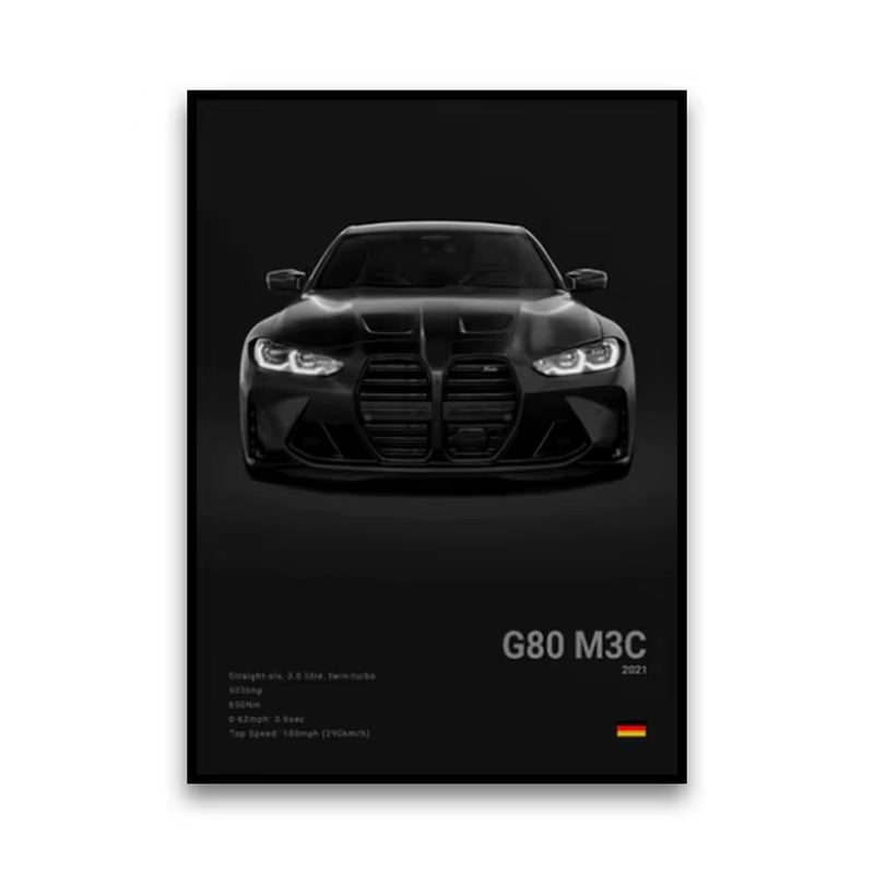 2-A1 Famous Cars G80 M3C Canvas Wall Art Print Poster E30 M3 Z8 Decorative Mural Modern Home Decor Birthday Gift Unframed