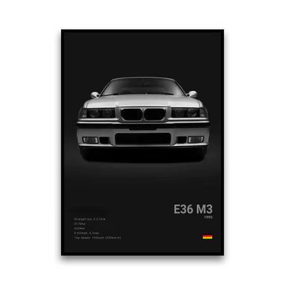 2-A1 Famous Cars G80 M3C Canvas Wall Art Print Poster E30 M3 Z8 Decorative Mural Modern Home Decor Birthday Gift Unframed