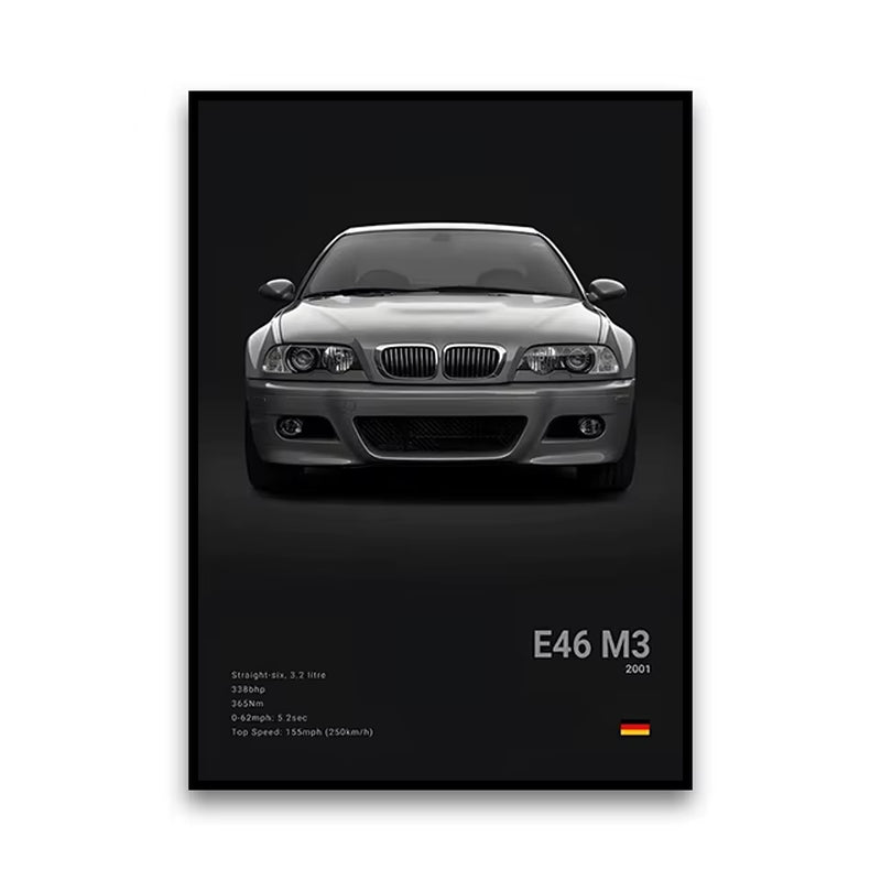 2-A1 Famous Cars G80 M3C Canvas Wall Art Print Poster E30 M3 Z8 Decorative Mural Modern Home Decor Birthday Gift Unframed