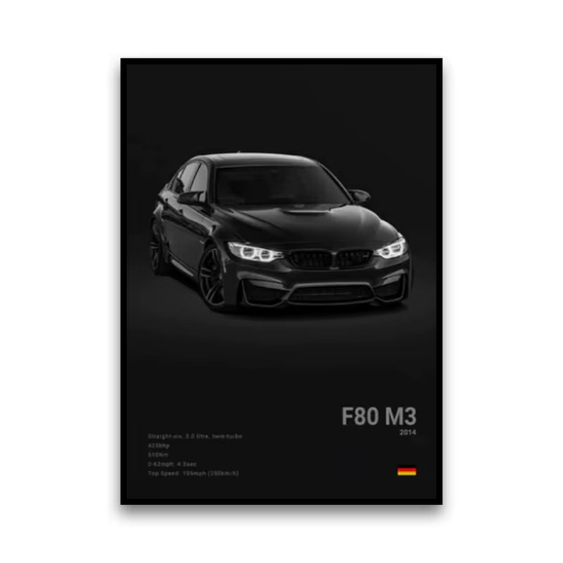 2-A1 Famous Cars G80 M3C Canvas Wall Art Print Poster E30 M3 Z8 Decorative Mural Modern Home Decor Birthday Gift Unframed
