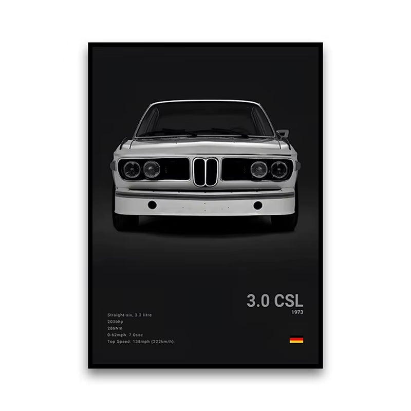 2-A1 Famous Cars G80 M3C Canvas Wall Art Print Poster E30 M3 Z8 Decorative Mural Modern Home Decor Birthday Gift Unframed