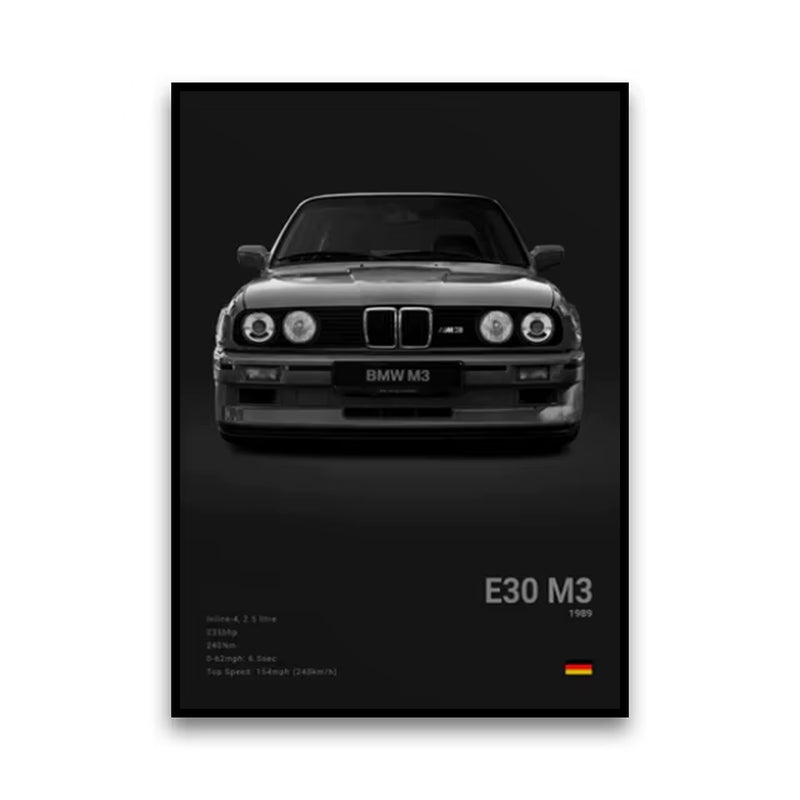 2-A1 Famous Cars G80 M3C Canvas Wall Art Print Poster E30 M3 Z8 Decorative Mural Modern Home Decor Birthday Gift Unframed