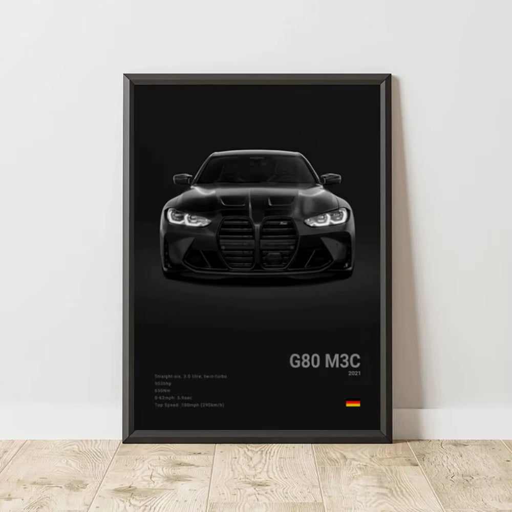 2-A1 Famous Cars G80 M3C Canvas Wall Art Print Poster E30 M3 Z8 Decorative Mural Modern Home Decor Birthday Gift Unframed