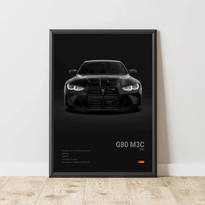 2-A1 Famous Cars G80 M3C Canvas Wall Art Print Poster E30 M3 Z8 Decorative Mural Modern Home Decor Birthday Gift Unframed