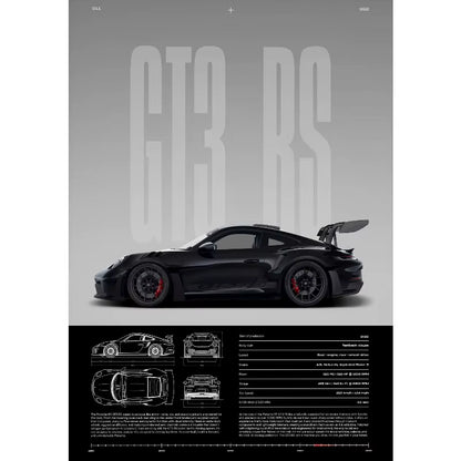 Minimalist Famous German Luxury Sports Car GT3-RS Supercar Poster Canvas Painting Wall Art Pictures Home Interior Decor