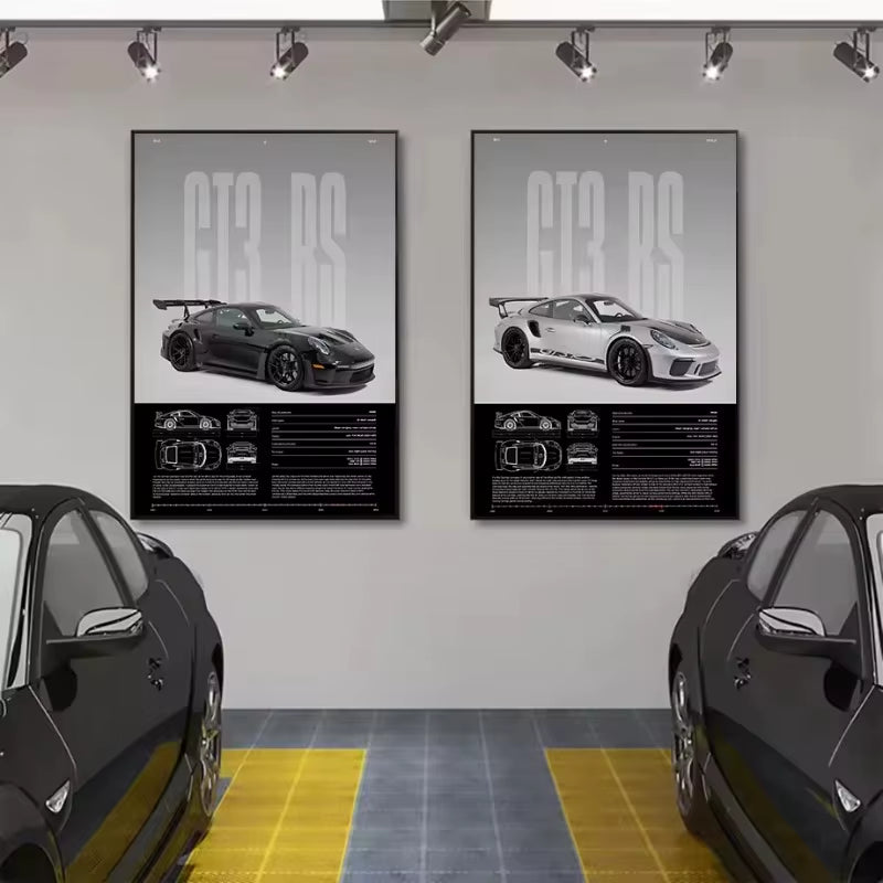 Minimalist Famous German Luxury Sports Car GT3-RS Supercar Poster Canvas Painting Wall Art Pictures Home Interior Decor